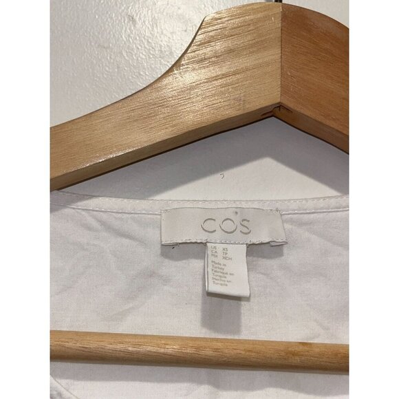 COS White Short-Sleeve Button-Up Cotton Mid Length Dress Women's Size XS - Picture 4 of 9